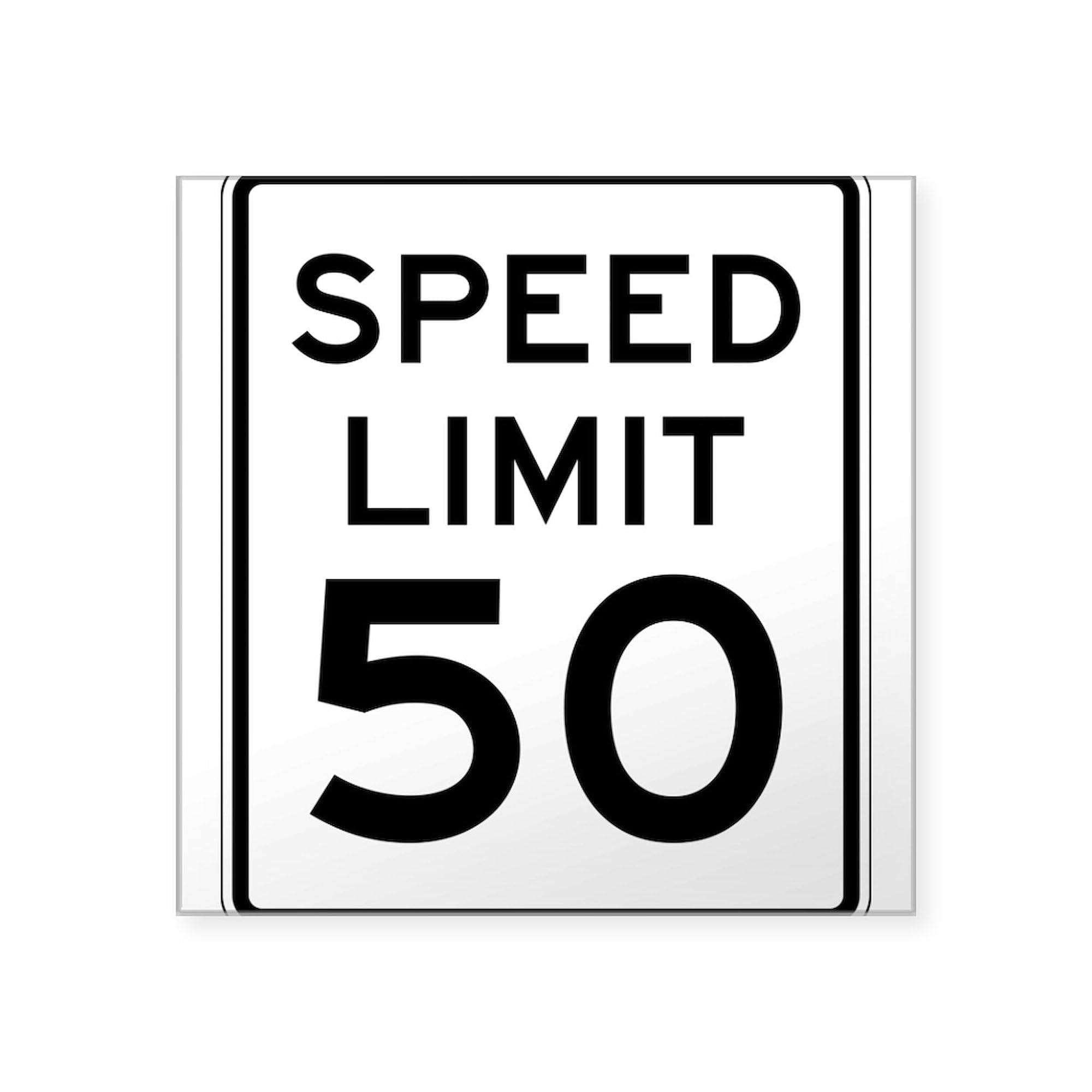 Speed Limit 50 Sticker - Durable Square Bumper Decal for Cars, Trucks & Motorcycles - Waterproof Vinyl Car Sticker for Windows, Laptops & Outdoor Use