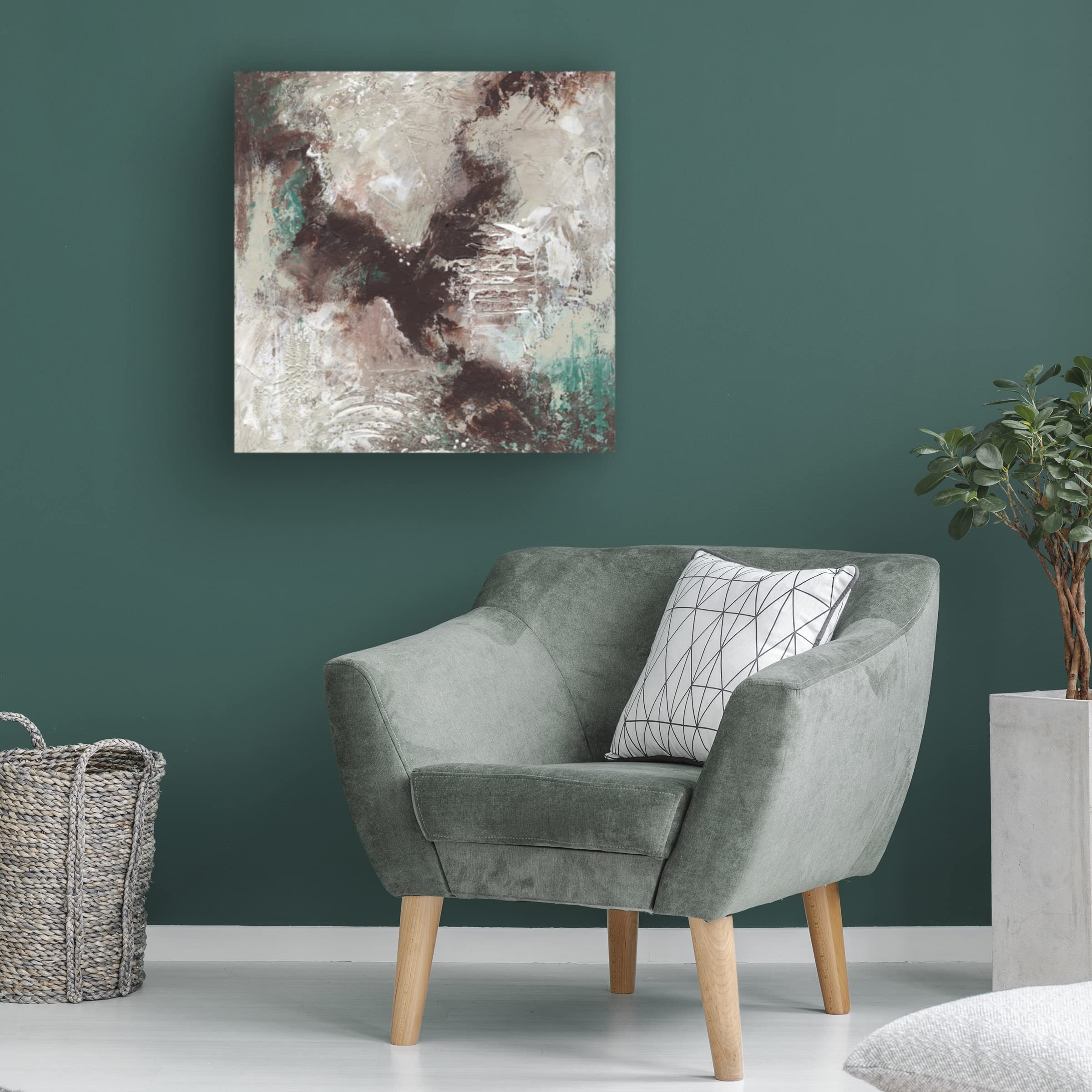 Jai Johnson 'Chocolate Mint' 35x35 Canvas Wall Art Print - Modern Abstract Painting for Living Room, Bedroom & Office Decor