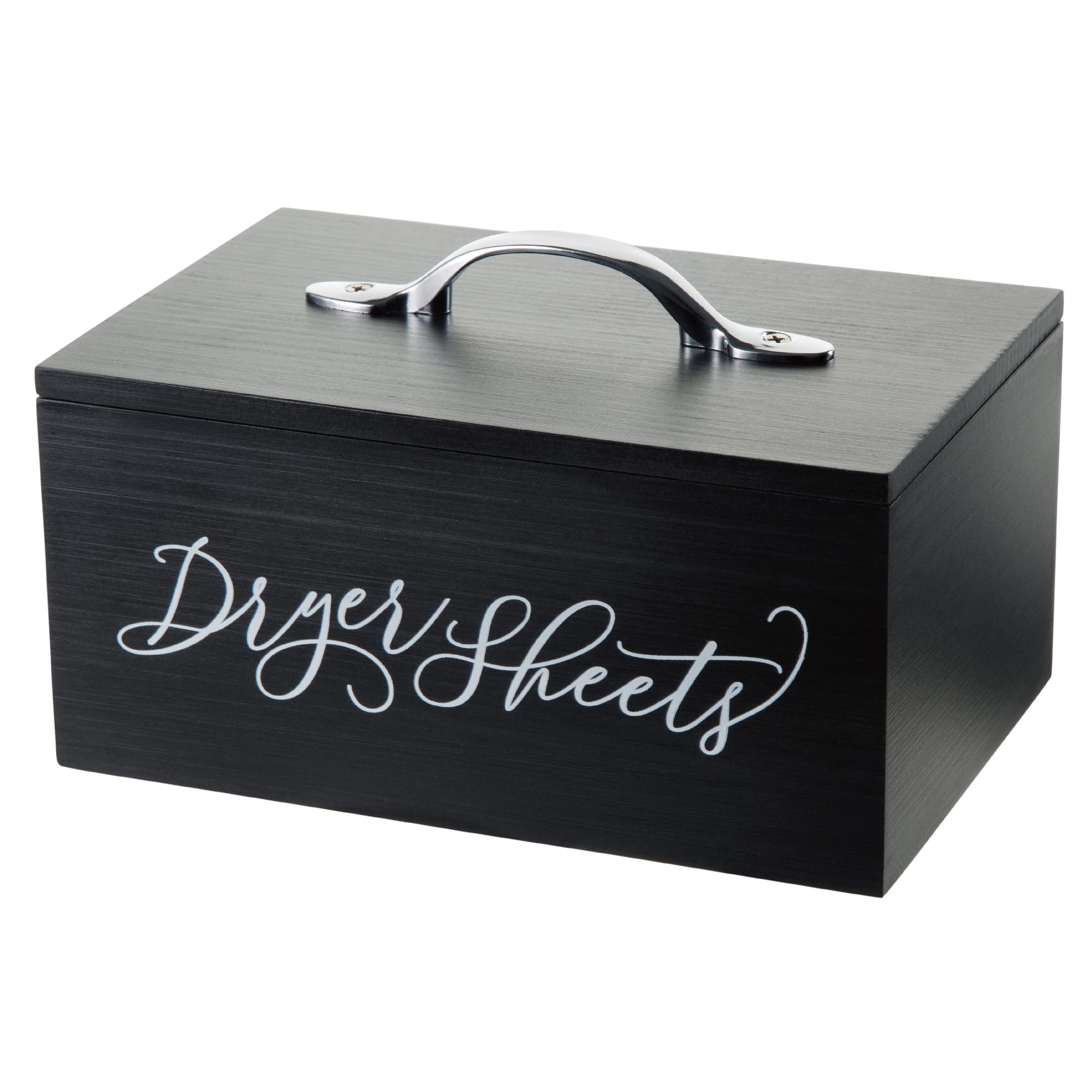 Wooden Dryer Sheet Holder with Lid - Stylish Black Laundry Room Organizer for Dryer Sheets Storage - Farmhouse Decor & Modern Home Organization - Perfect for Laundry Room, Closet or Bathroom Storage Solutions