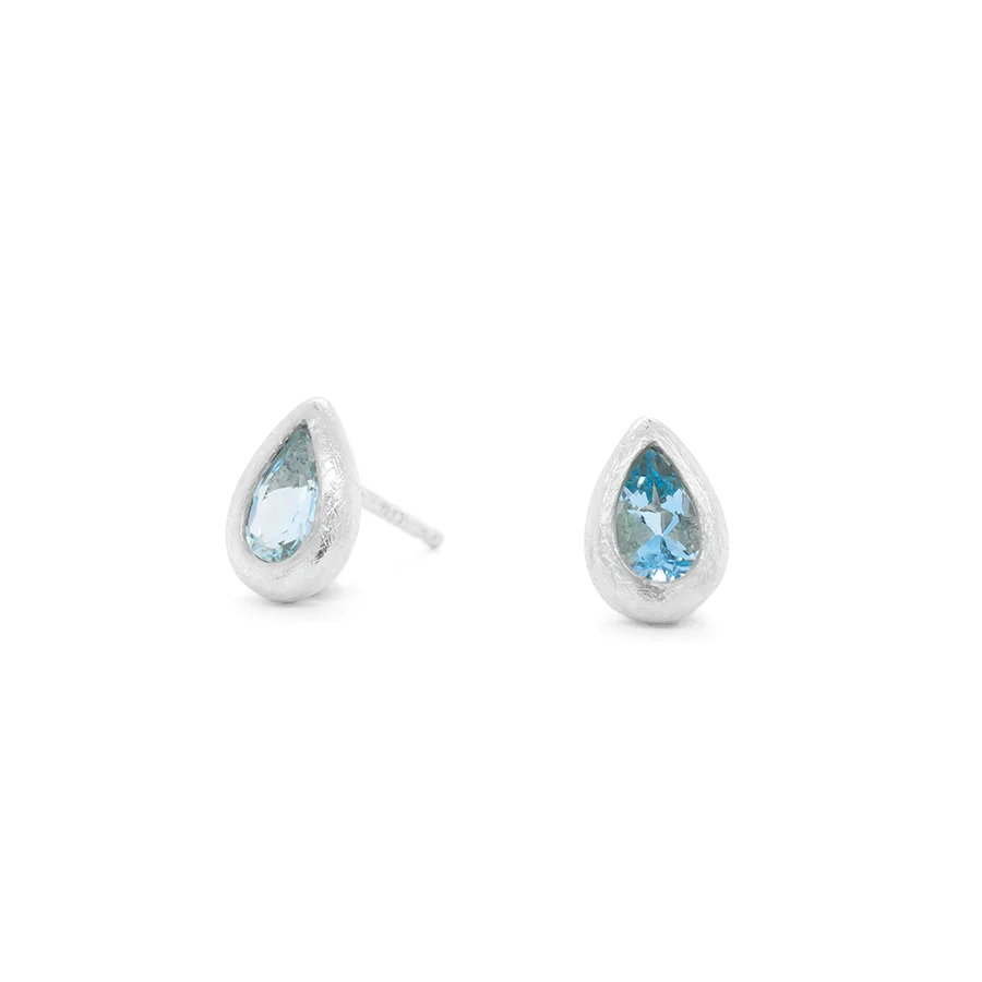 Boulder Bezel Pear Gemstone Stud Earrings - Natural Stone Jewelry for Women | Perfect for Weddings, Parties & Everyday Wear