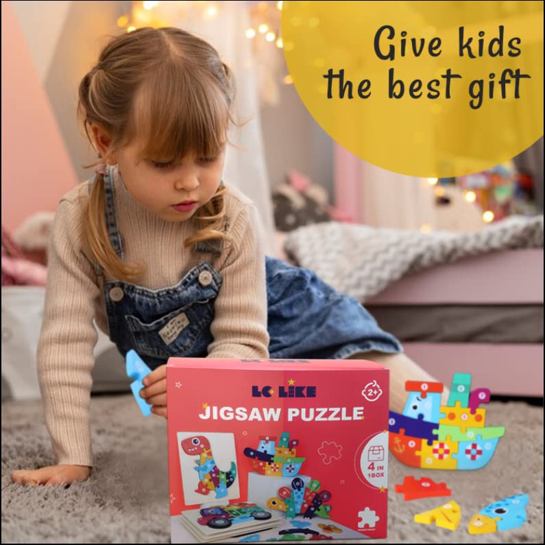 Dinosaur Wooden Puzzle for Kids Ages 2-5 | Montessori Learning Toys | Educational Animal Puzzle Gift for Boys & Girls | Perfect for Birthday, Preschool & Early Childhood Development