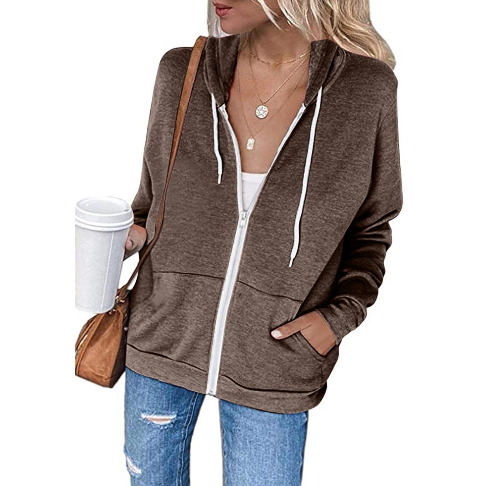 Yihaojia Women's Active Long Sleeve Zip Up Hoodie with Pocket - Athletic Hooded Sweatshirt Jacket for Running, Gym & Outdoor Activities | Prime Deals