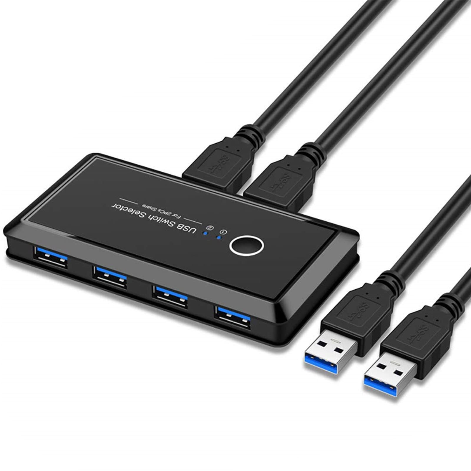 USB 3.0 Printer Sharing Switch - 4 Port 2 in 1 Computer Peripheral Switch Adapter for Multi-PC Printer Sharing | Home Office & Small Business Network Solution