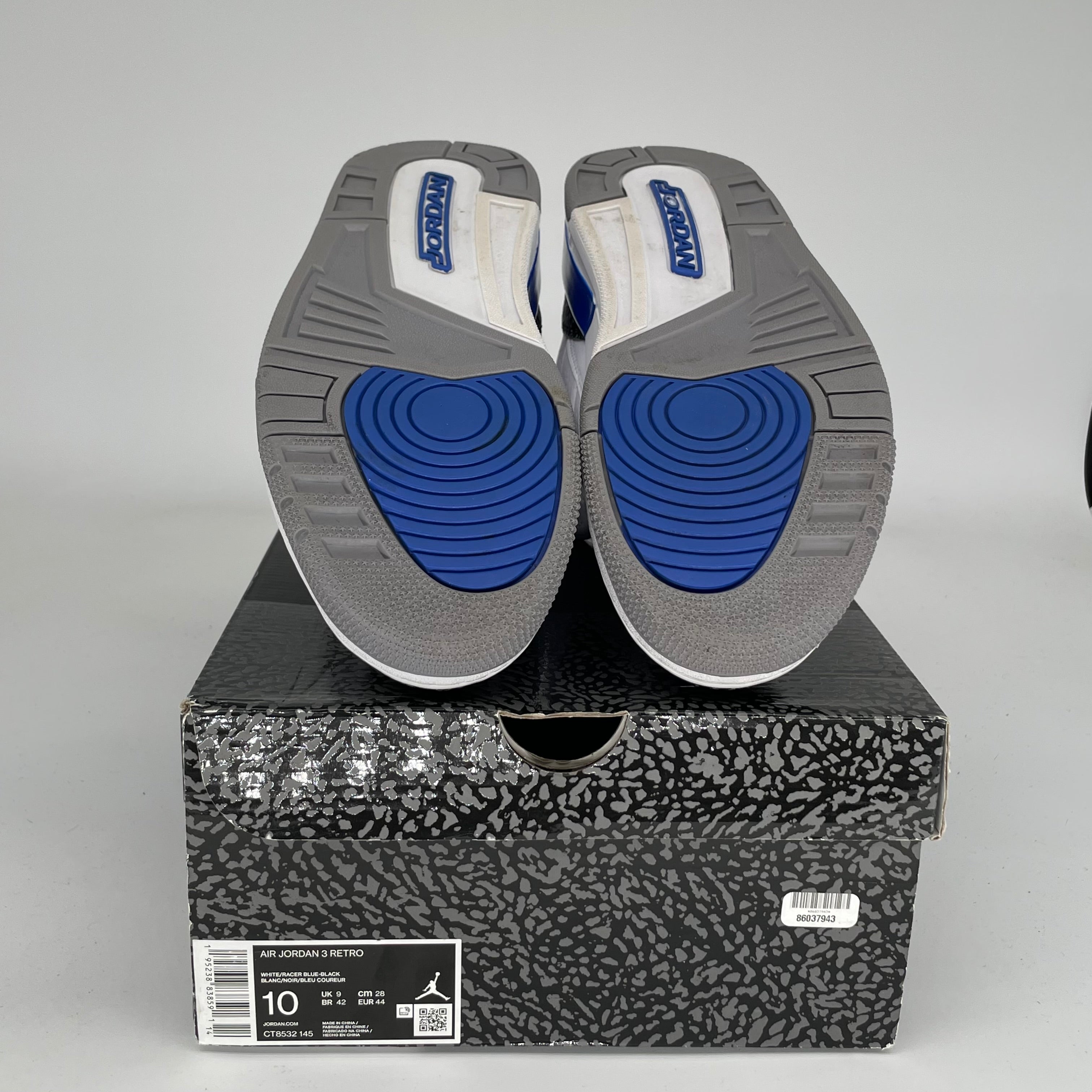 AIR JORDAN 3 RACER BLUE Men's Basketball Shoes - Size 10 (CT8532-145) | Retro Sneakers for Running, Training & Streetwear Fashion