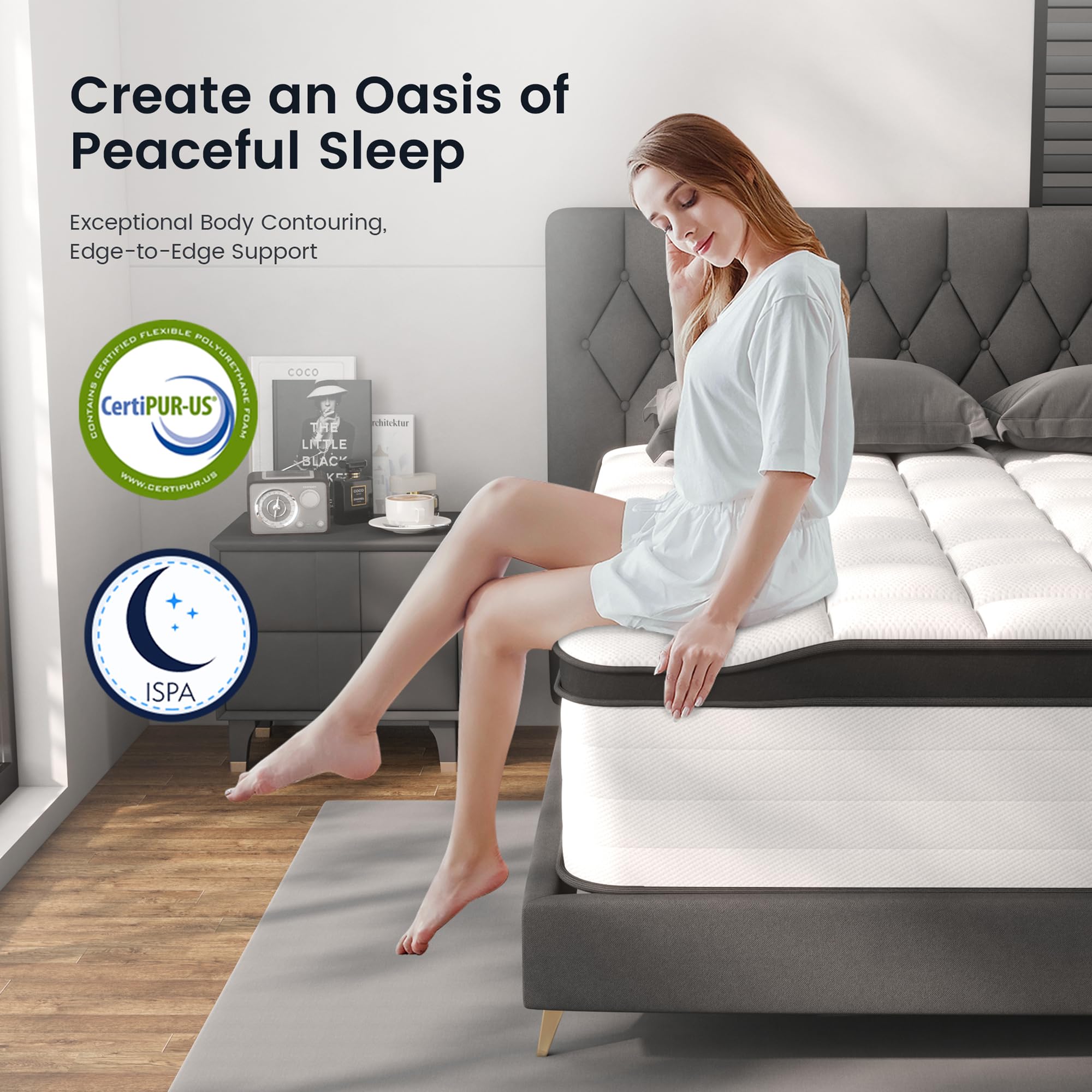 12 Inch Hybrid Queen Mattress - Medium Firm Memory Foam & Pocket Spring Support - 3 Coil Edge Support for Pressure Relief - Bed in Box - Perfect for Back Pain Relief & Guest Rooms