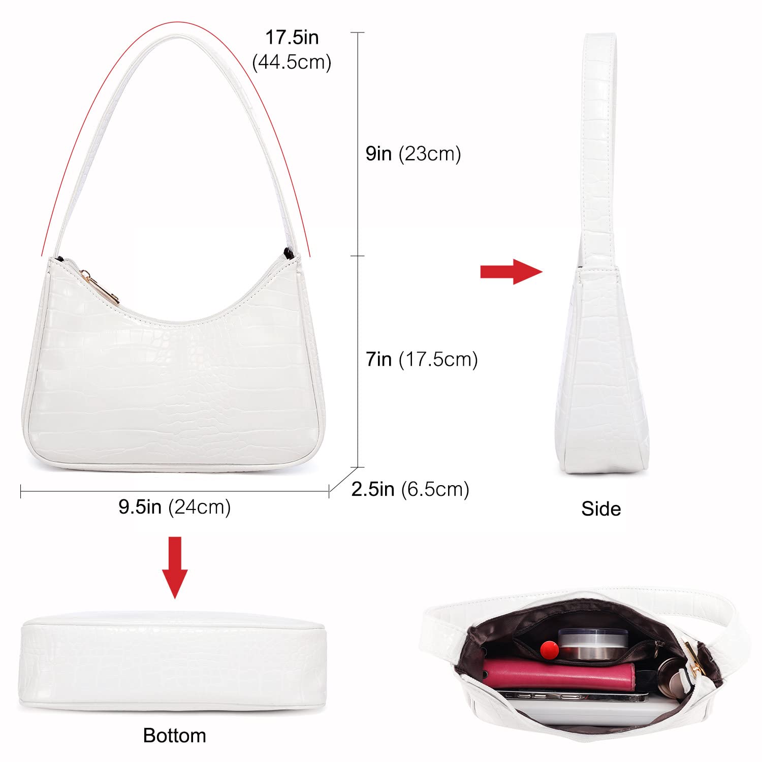 LOVEVOOK Women's Small Shoulder Bag - Crocodile Pattern Vegan Leather Clutch Purse, Cute Mini Handbag for Work, Party & Everyday Use