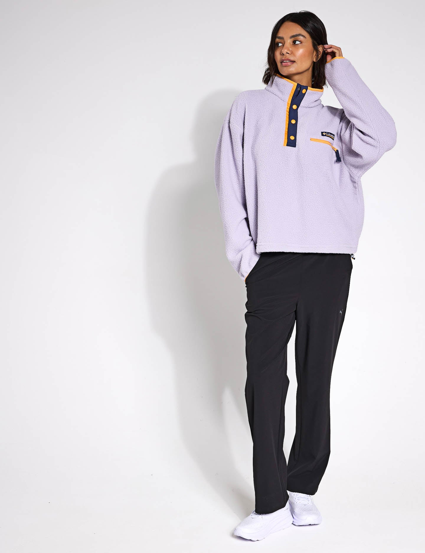 Helvetia II Cropped Sherpa Half Snap Fleece Jacket - Lavender Pearl | Cozy Winter Outerwear for Women | Perfect for Casual Outings & Outdoor Adventures