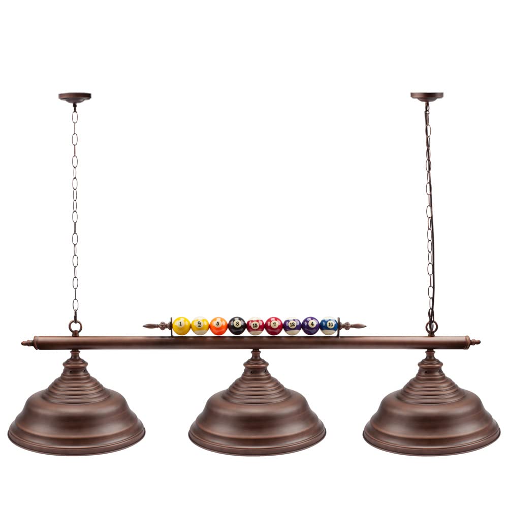 Premium Billiard Table Lights for 7ft/8ft Pool Tables - 3-Lamp Hanging Lighting Fixture in Oil Rubbed Bronze for Game Rooms, Bars & Pubs - Perfect for Home Entertainment, Beer Parties & Professional Pool Halls