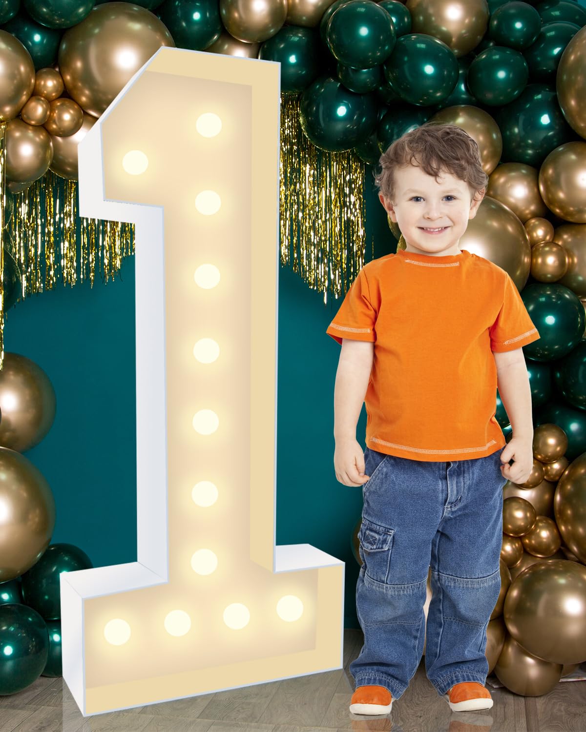 4FT Light Up Plastic Marquee Numbers 1 - Corrugated Plastic Board for Easy Assembly - Perfect for Birthday Parties, Yard Sales & Photo Backdrops - No Tools Required, Reusable Decorations