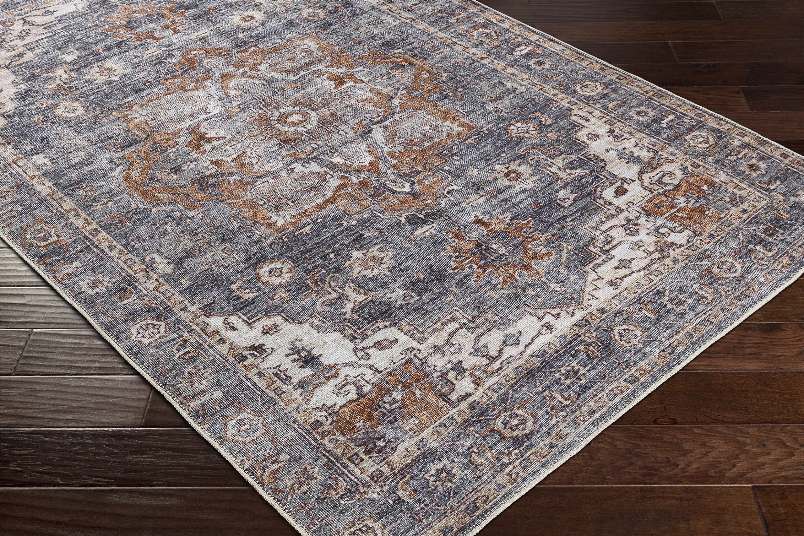 Hauteloom Lagangilang Machine Washable Area Rug for Living Room & Bedroom - Soft Beige, Brown, Gray Modern Design - 7'10