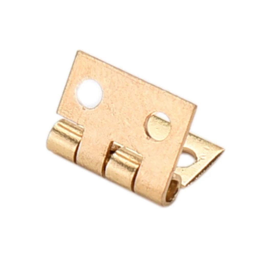 10Pcs Brass Plated Mini Hinges for Jewelry Box, Wooden Cabinet & Dollhouse Furniture - Decorative Small Door Hinges with Screws - Perfect for DIY Crafts, Tiny Furniture & Home Decor Projects