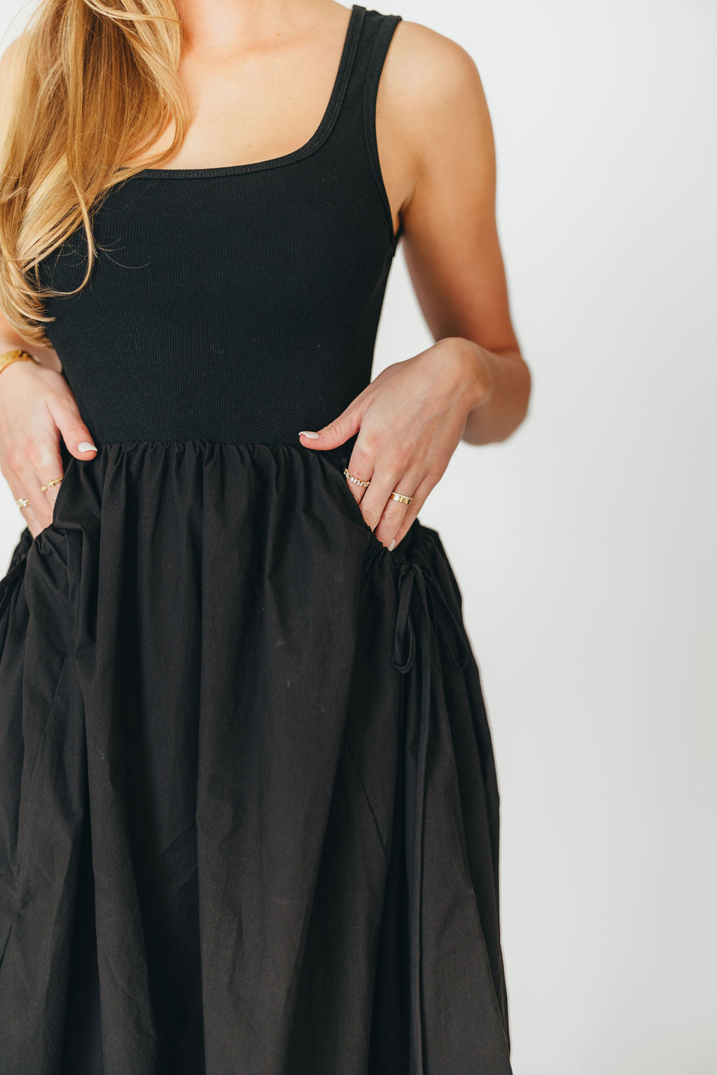 Lucca Midi Dress for Women - Elegant Black Knee-Length Dress with Flowy Silhouette | Perfect for Office Wear, Date Night & Special Occasions