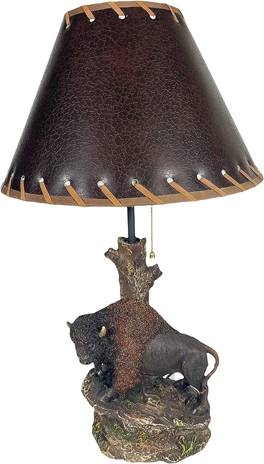Western Cowboy Buffalo Hunter Table Lamp - Rustic End Table & Nightstand Light for Living Room, Bedroom, Office - Buffalo Design Western Decor for Ranch, Cabin, or Man Cave