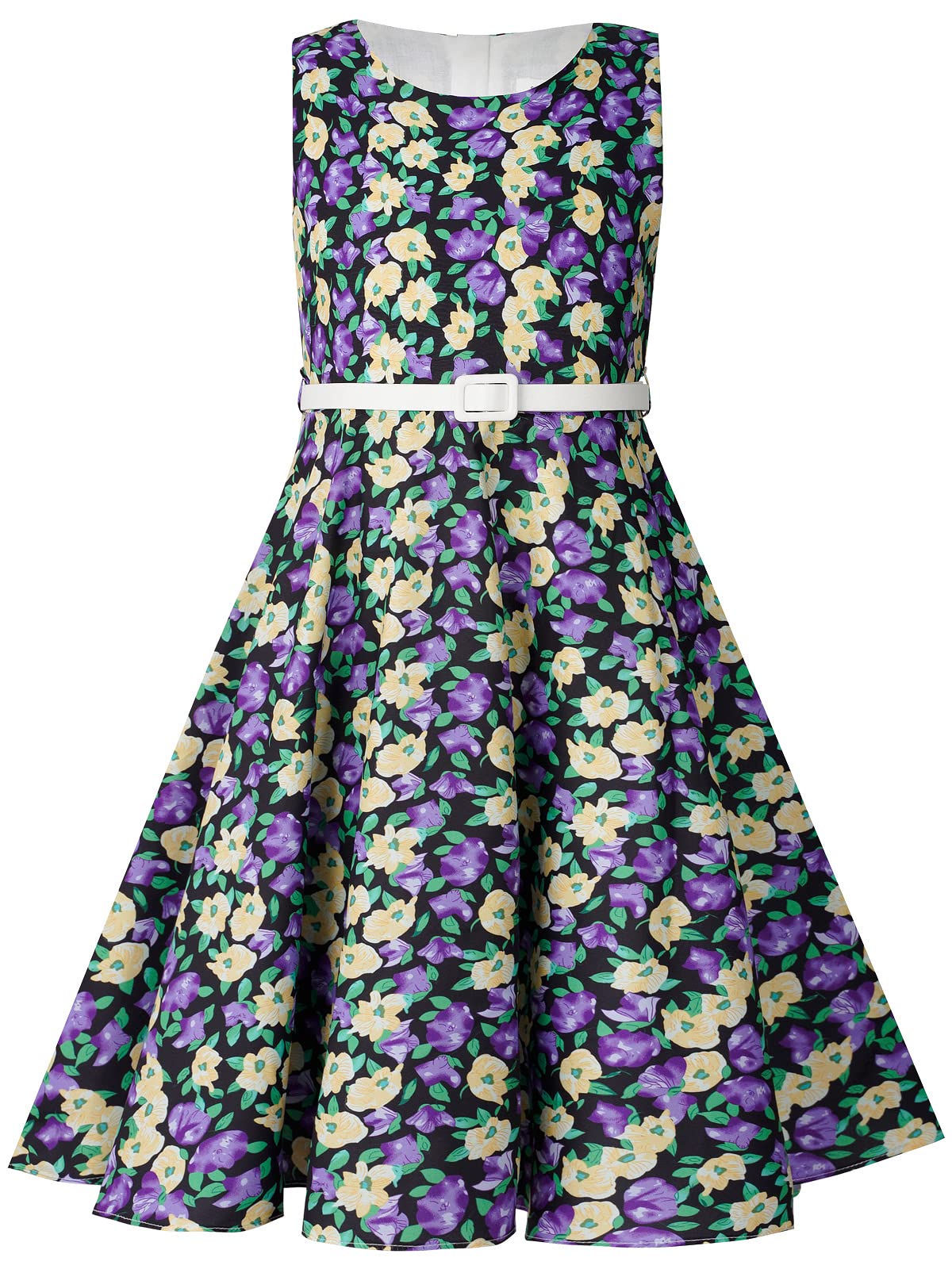 Bonny Billy Girls Vintage Floral Swing Dress - Elegant Kids Party Dress for Special Occasions, Birthday, Photo Shoots & Tea Parties