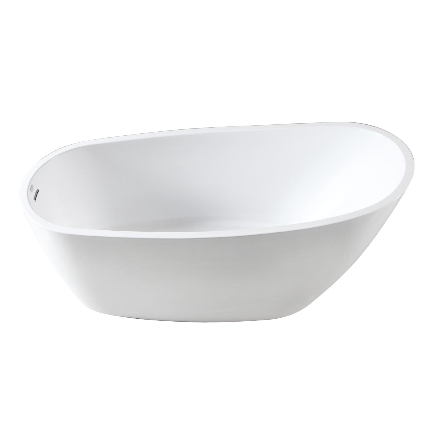 Aqua Eden 72 Inch Acrylic Oval Freestanding Bathtub - Glossy White Slipper Tub with Drain | Modern Soaking Tub for Luxury Bathroom, Spa Relaxation & Home Retreat