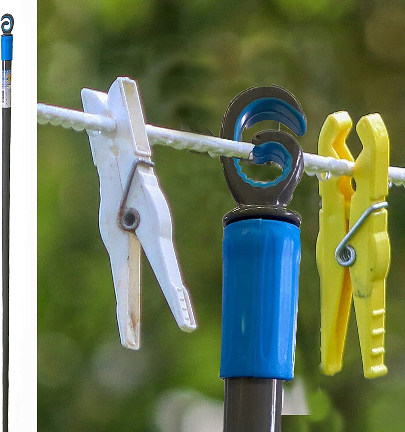 Heavy Duty Telescopic Clothes Line Pole - Extending Washing Line Prop for Outdoor Laundry, Garden, Backyard & Camping Use | Multicolor Durable Clothes Drying Rack | Abaseen 1-Pack