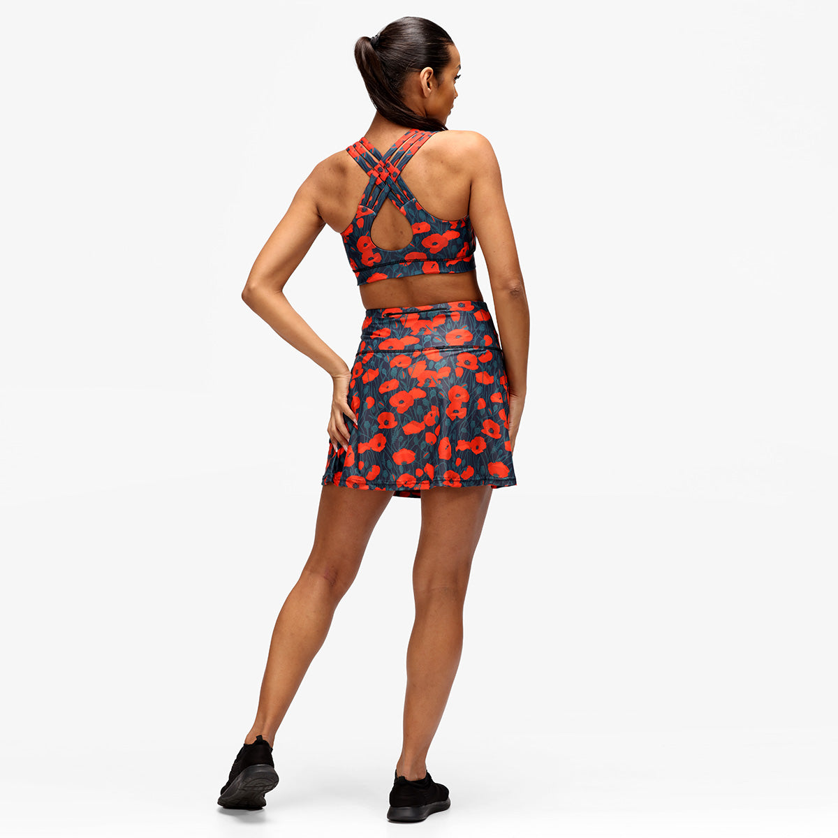 Poppy Field Skort - Floral Print Tennis Skirt with Built-in Shorts for Women | Perfect for Tennis, Golf, Running & Casual Wear