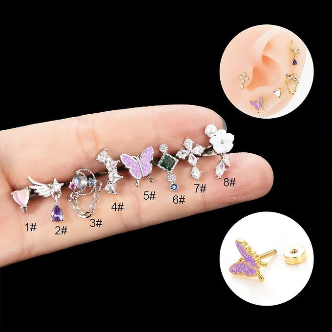 20G Gold Angel Wings Threadless Labret Piercing - Hypoallergenic Body Jewelry for Lip, Nose & Ear | Perfect for Everyday Wear & Special Occasions