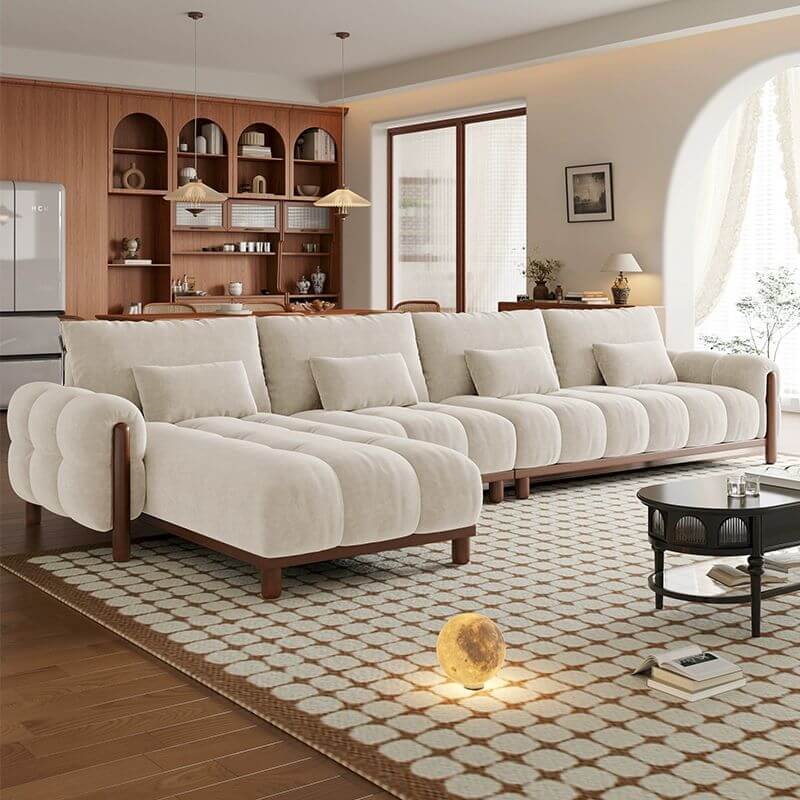 Dark Green L-Shaped Sectional Sofa with Chaise Lounge, Left-Facing Round Arm - Perfect for Living Room, Home Theater, and Small Spaces
