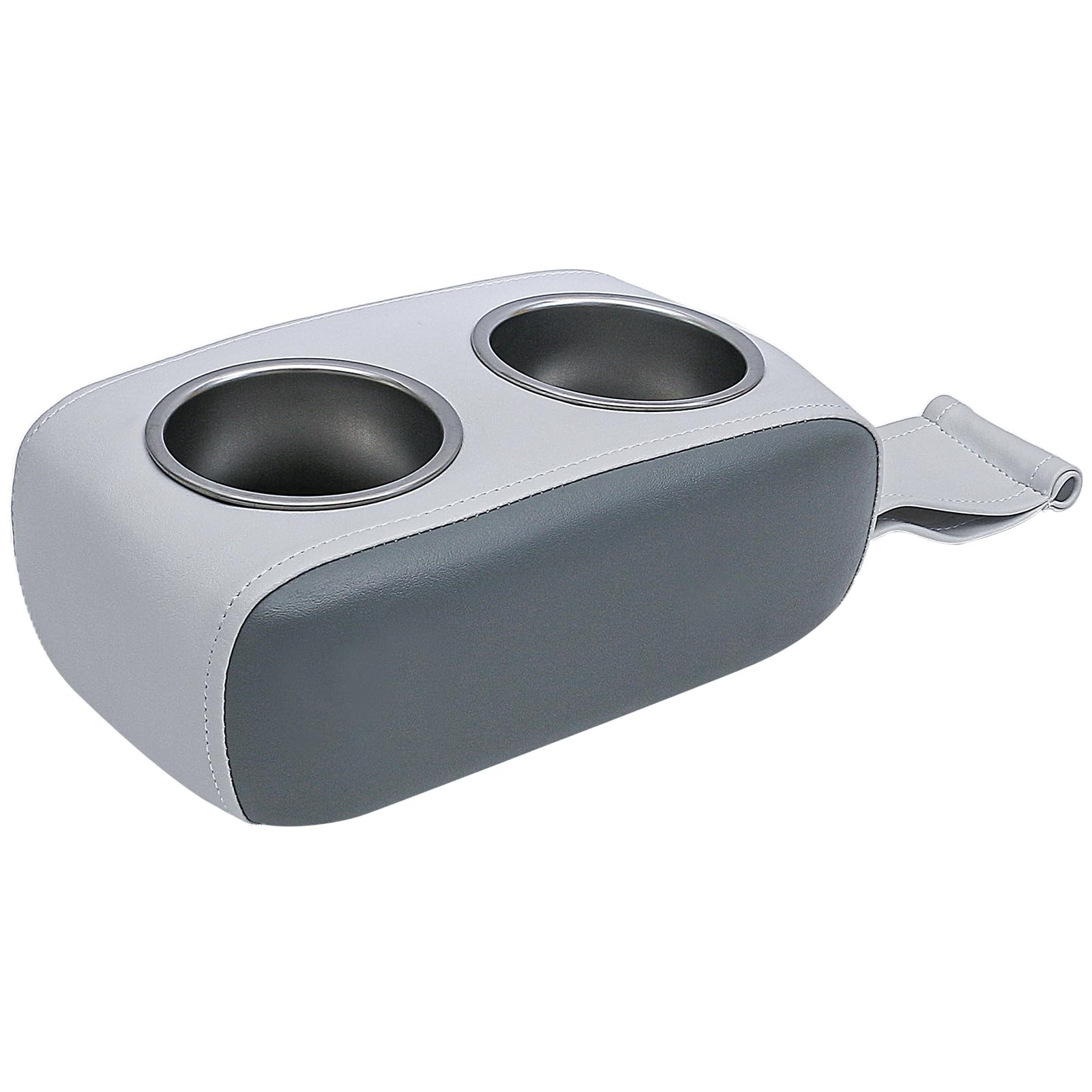 Stainless Steel Universal Boat Cup Holder - Double Drink Holder for Pontoon, Yacht, RV, Car - Portable Beverage Bottle Holder (Gray & Dark Gray) - Perfect for Boating, Camping, Road Trips & Outdoor Adventures