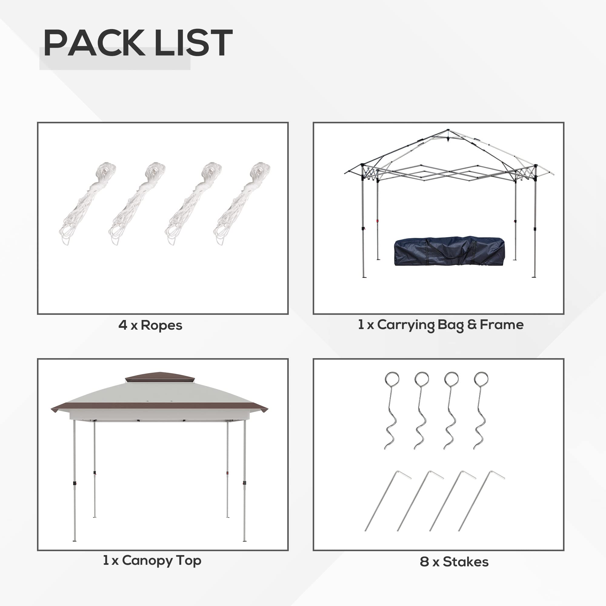 Outsunny 12' x 12' Pop Up Canopy Tent with Netting & Carry Bag - Instant Sun Shelter with 137 sq.ft Shade, Adjustable Height for Outdoor Events, Parties, Camping, Beach, Garden & Patio Use (Beige/Brown)