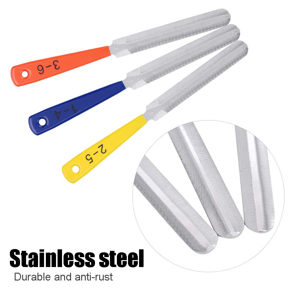 Alomejor 3-Piece Stainless Steel Guitar Nut Files Set - Professional Guitar Bridge & Nut Repair Tools for Luthiers & Musicians - Perfect for Guitar Maintenance, Setup & DIY Repairs at Home or Studio
