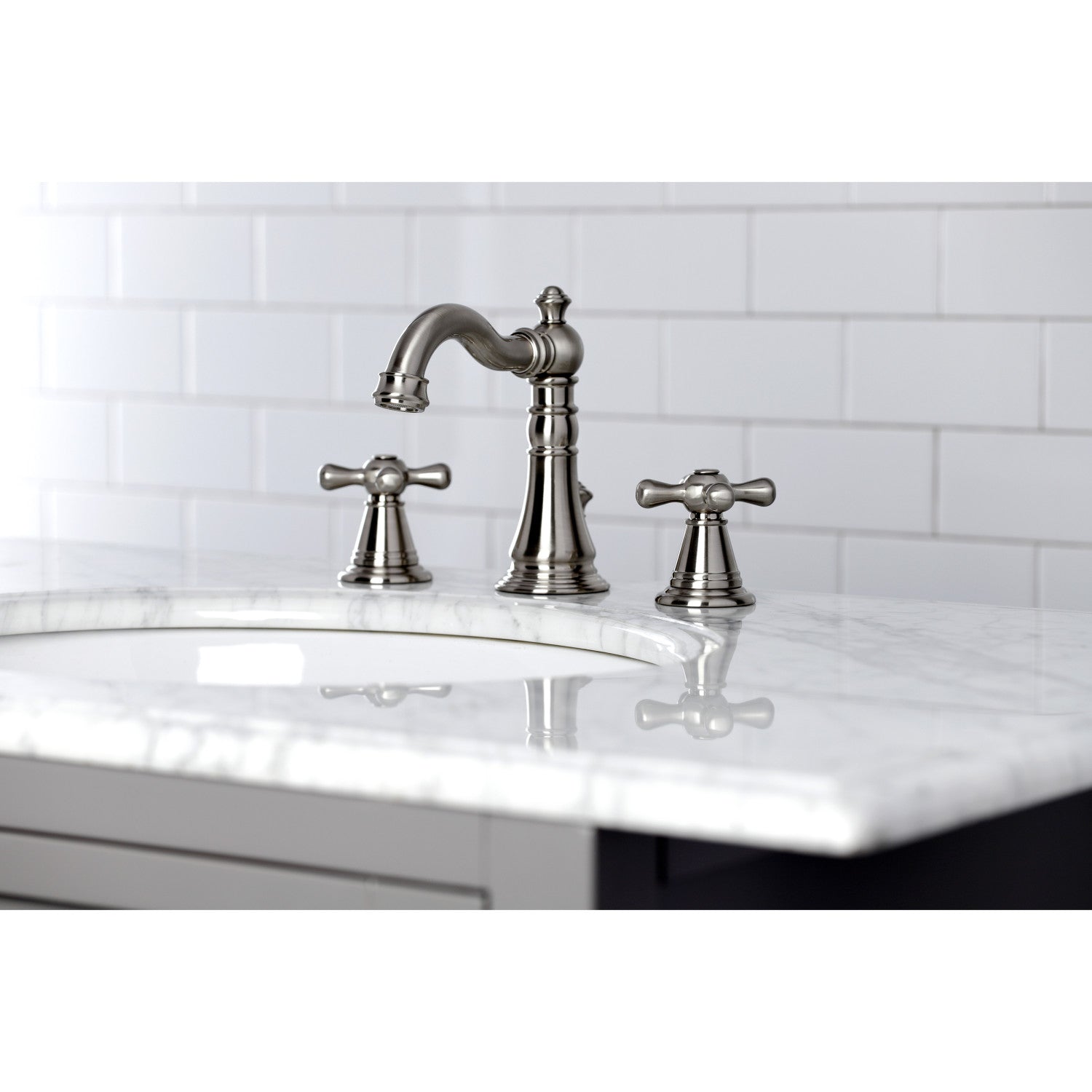 American Classic FSC1978AAX 3-Hole Widespread Bathroom Faucet with Pop-Up Drain - Brushed Nickel Finish - Perfect for Modern Bathroom Vanities and Powder Rooms