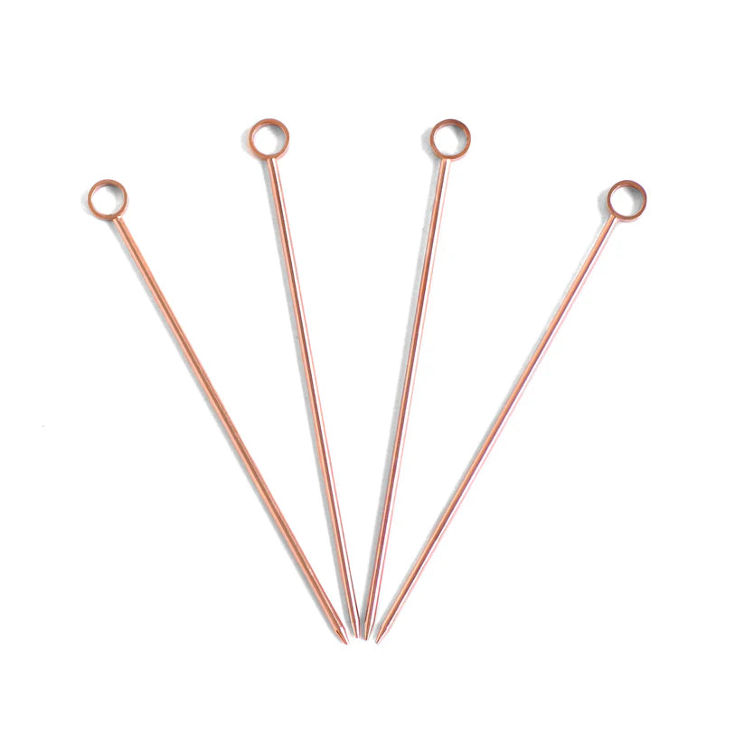Premium Copper-Plated Cocktail Picks Set - Elegant Bar Accessories for Martini, Garnish & Appetizers | Perfect for Home Bars, Parties & Professional Mixology