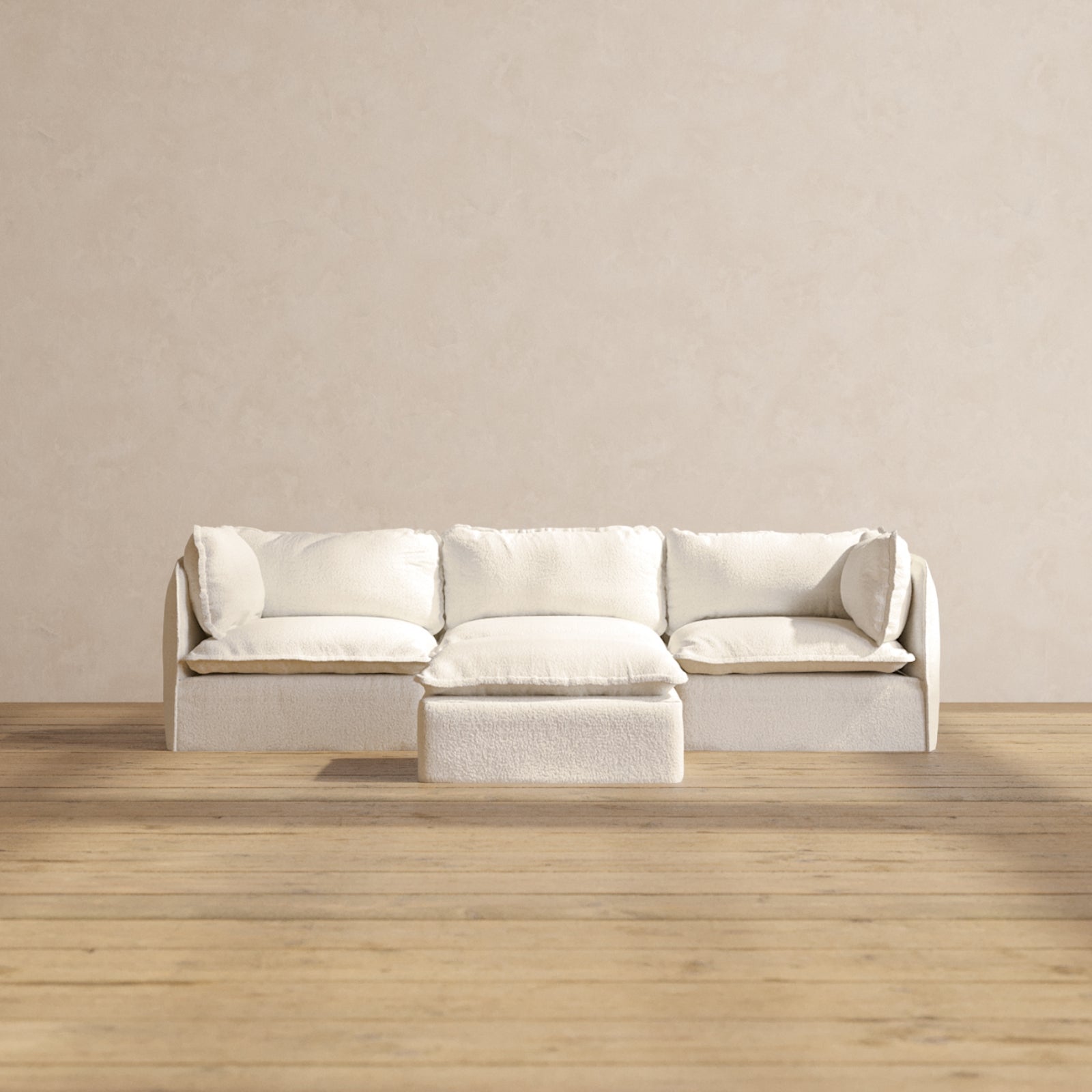 Premium Modular Performance 3-Seater Sofa with Ottoman in Mousse Fabric - Modern Sectional Couch for Living Room, Lounge & Home Theater Comfort