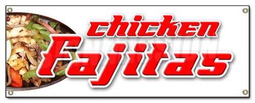 Authentic Mexican Chicken Fajitas & Beef Steak Banner Sign - Tex-Mex Food Decor for Restaurants, Kitchens & Taco Parties - Perfect for Cinco de Mayo, Taco Tuesday & Mexican Theme Events