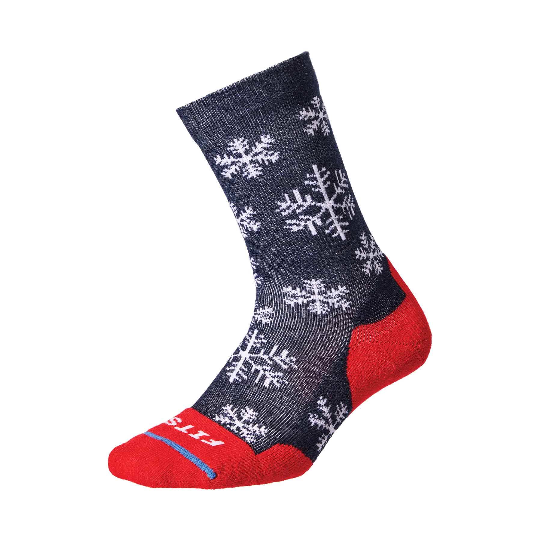 Medium Hiker Snowflake Crew Socks - Warm & Durable Hiking Socks for Men & Women - Perfect for Outdoor Adventures, Camping & Winter Sports