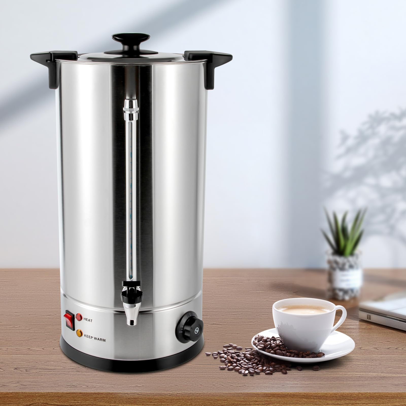 Commercial Grade Stainless Steel 25L/6.6gal Coffee Urn - Large Capacity Coffee Maker & Hot Water Dispenser for Restaurants, Catering, Offices & Events