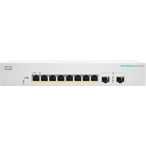 Cisco CBS220-8P-E-2G 8-Port Gigabit PoE+ Managed Network Switch with SFP | 190W Power Budget | Layer 2 Features | Ideal for Small Business Networks & IP Phone Systems