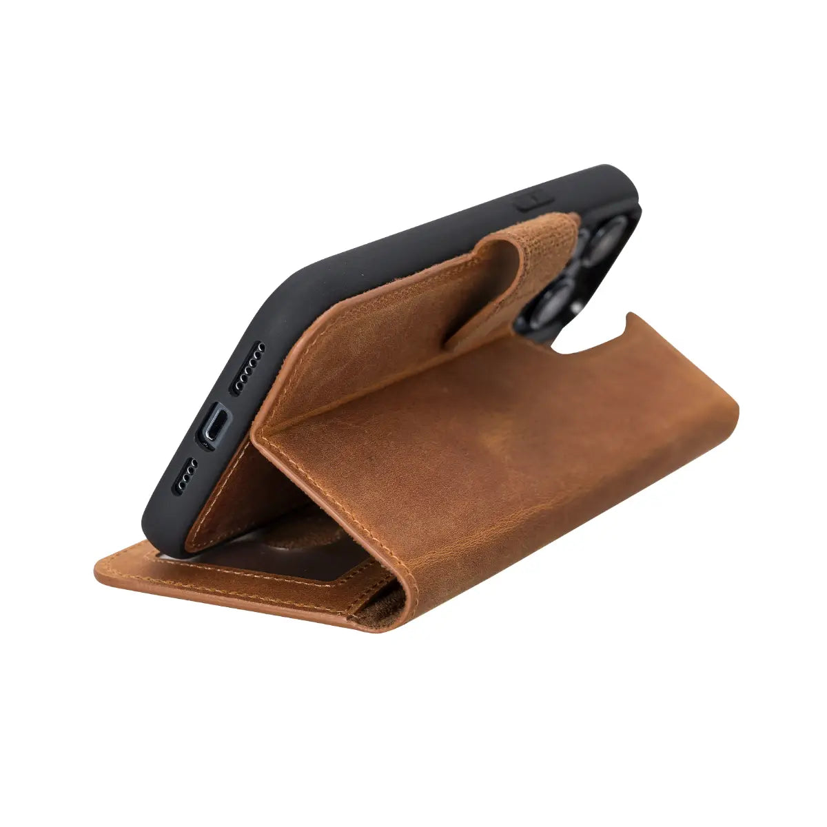 Premium Camel Brown Genuine Leather Wallet Case for iPhone 14 Pro Max - Slim Protective Cover with Card Slots (Perfect for Travel, Business & Everyday Use)