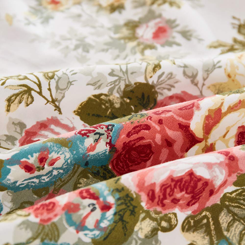 FADFAY Rose Floral Throw Pillow Covers 18x18 Inch Set of 2 - Cotton Decorative Square Cushion Cases with White Ruffle Trim for Sofa, Couch, Bedroom & Living Room - Perfect for Home Decor, Wedding Gifts and Cozy Interior Styling