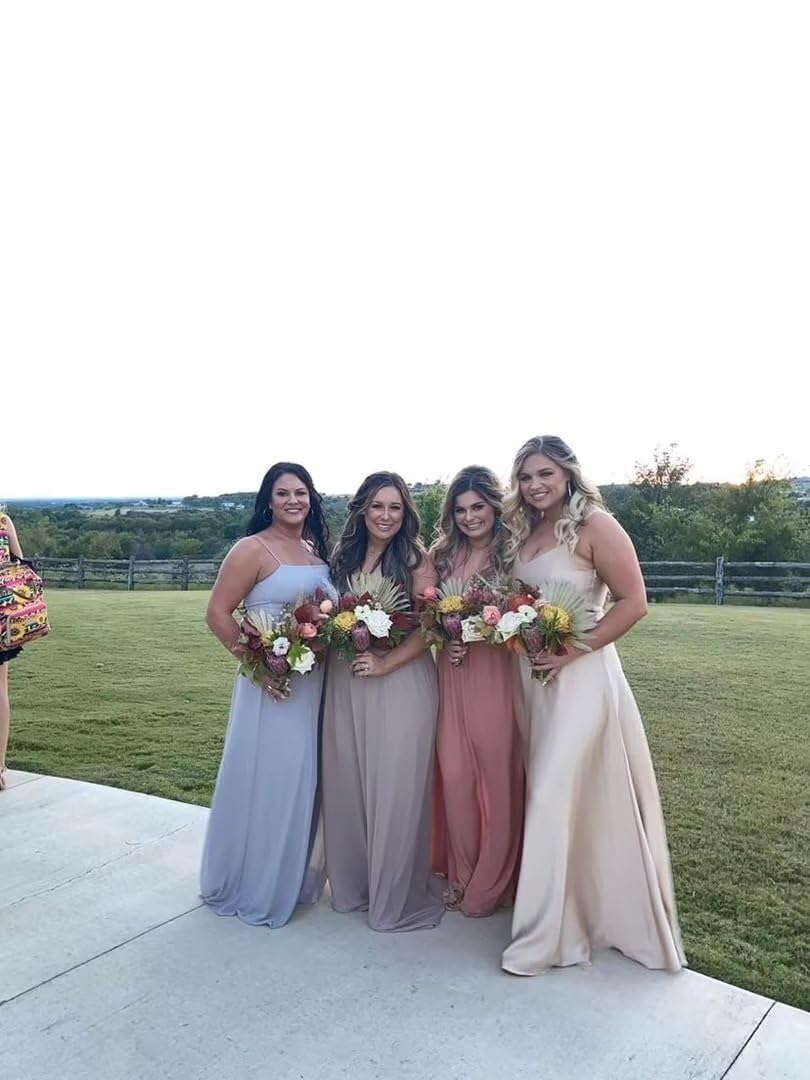 Elegant Spaghetti Strap Chiffon Bridesmaid Dress 2024 | A-Line Long Formal Evening Gown for Wedding, Prom & Special Occasions | Style A918