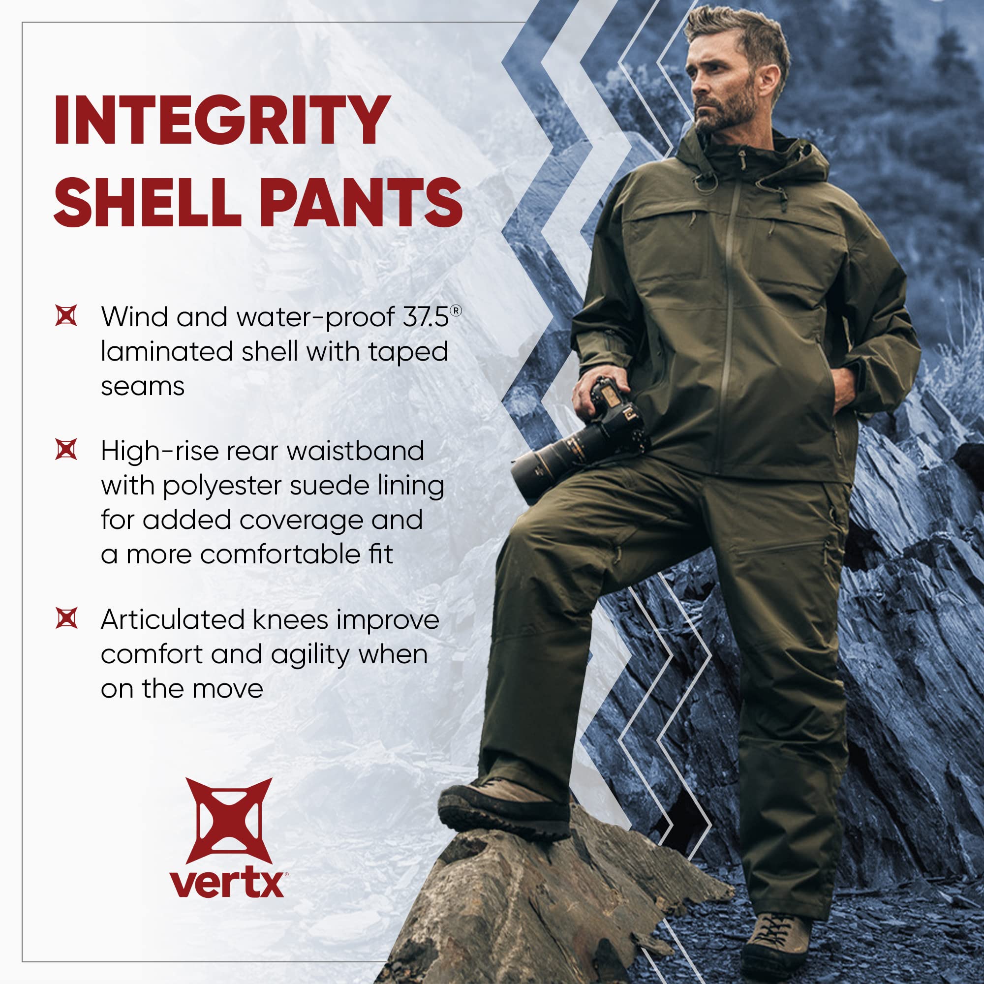 Vertx Men's Integrity Shell Tactical Pants - Windproof & Waterproof Rain Pants for Combat, Hunting & Outdoor Activities | Tactical Gear for Hiking, Camping & Extreme Weather Protection