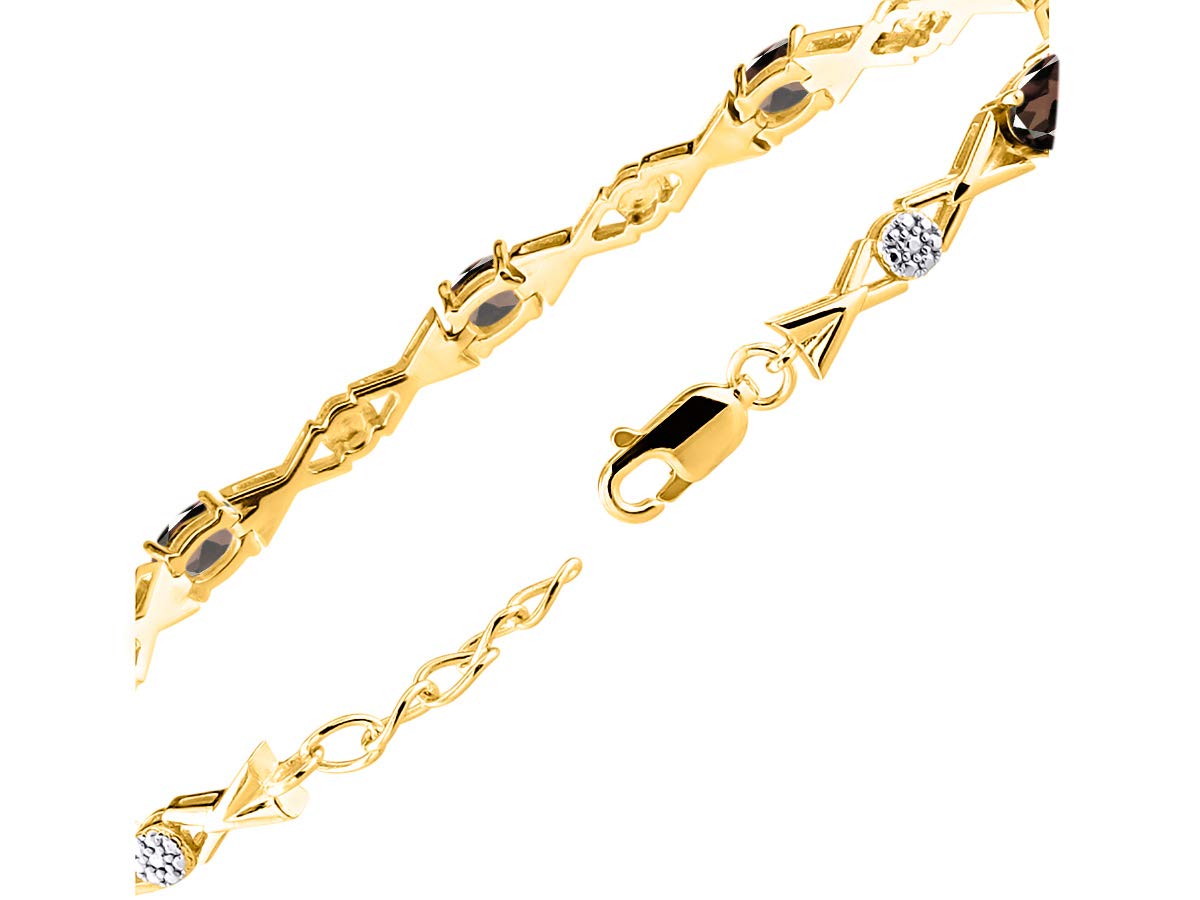 RYLOS Women's Yellow Gold Plated XOXO Hugs & Kisses Tennis Bracelet with Gemstones & Genuine Diamonds - Adjustable 7