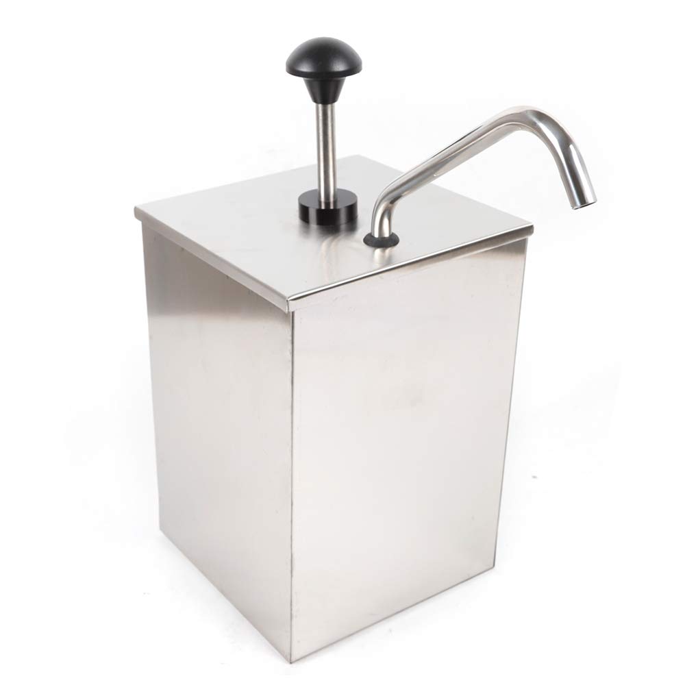 4L Stainless Steel Condiment Pump with Cover - 304 Food-Grade Sauce Dispenser for Restaurants, Cafes & Commercial Kitchens - Perfect for Ketchup, Mustard, Mayo & Syrup Dispensing