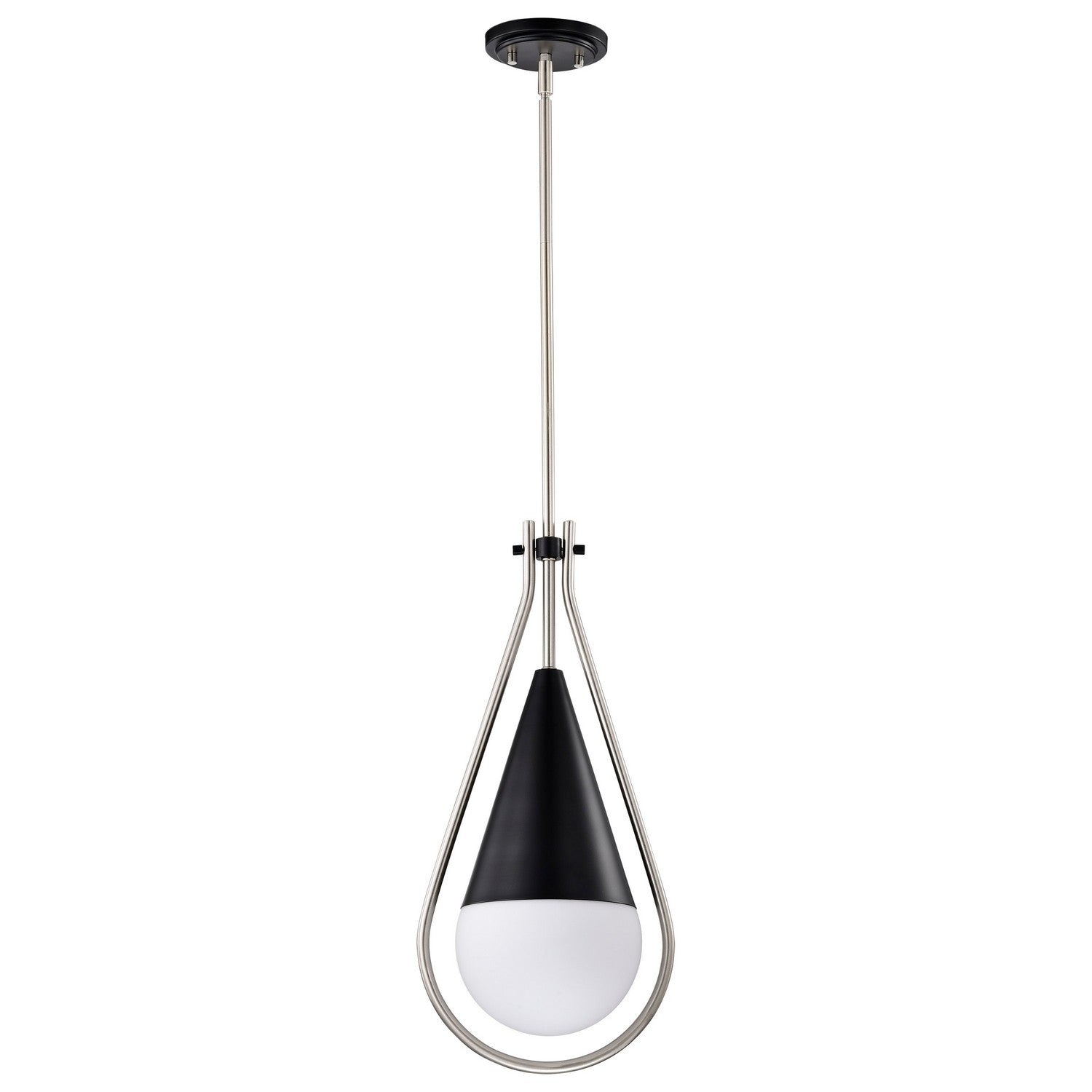 Admiral 1 Light Pendant Light with White Opal Glass - Modern Ceiling Fixture for Kitchen Island, Dining Room & Bedroom Lighting