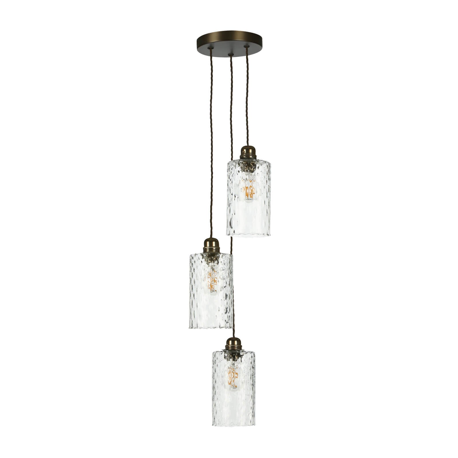 Acton 3-Light Pendant Lighting Fixture in Antique Brass/Satin Chrome with E27 Socket - Perfect for Dining Room, Kitchen Island, or Entryway Lighting