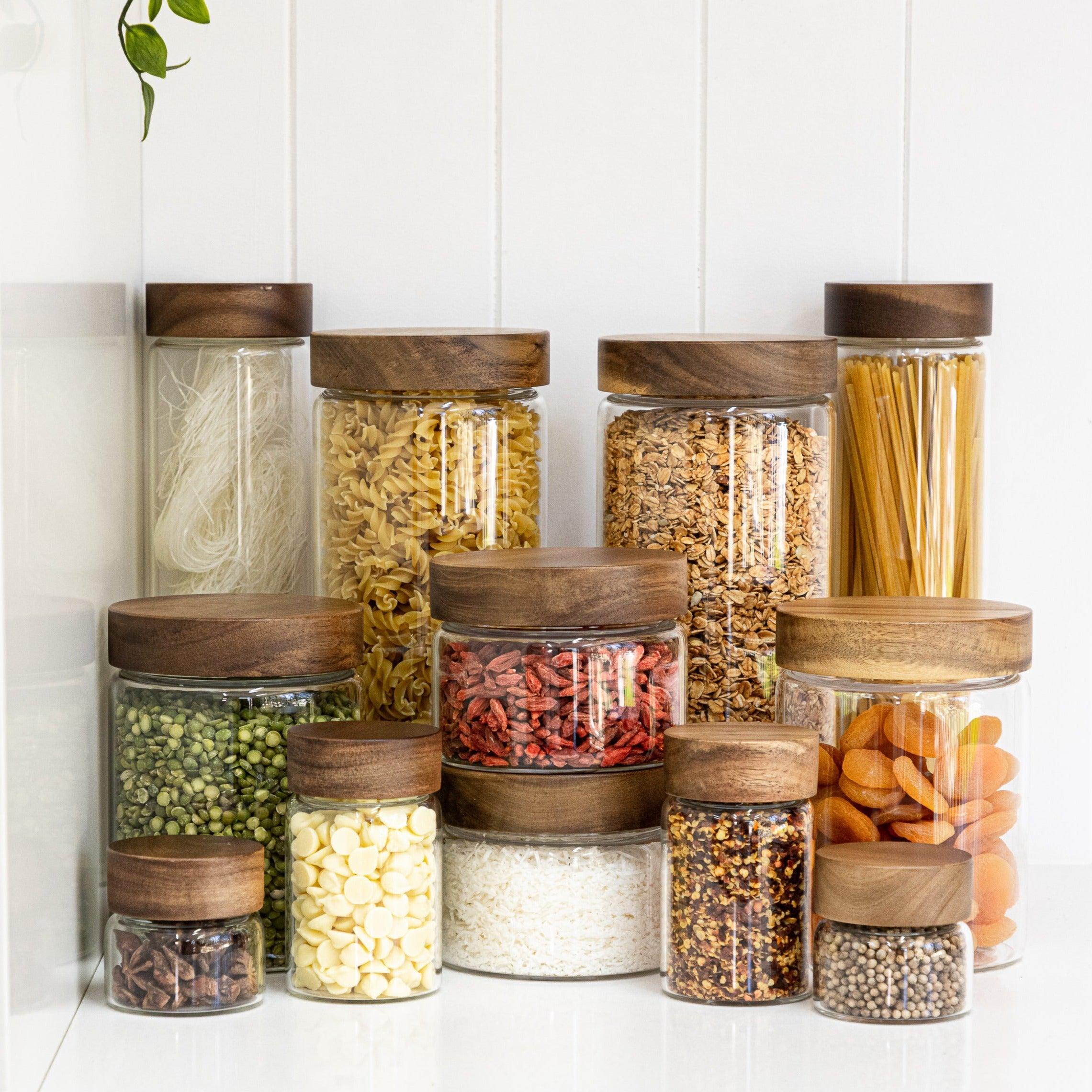 Premium Acacia Wood Lid Glass Jar - 2L (68 oz) Airtight Storage Container for Coffee, Tea, Sugar & Dry Goods - Kitchen Pantry Organization & Home Decor