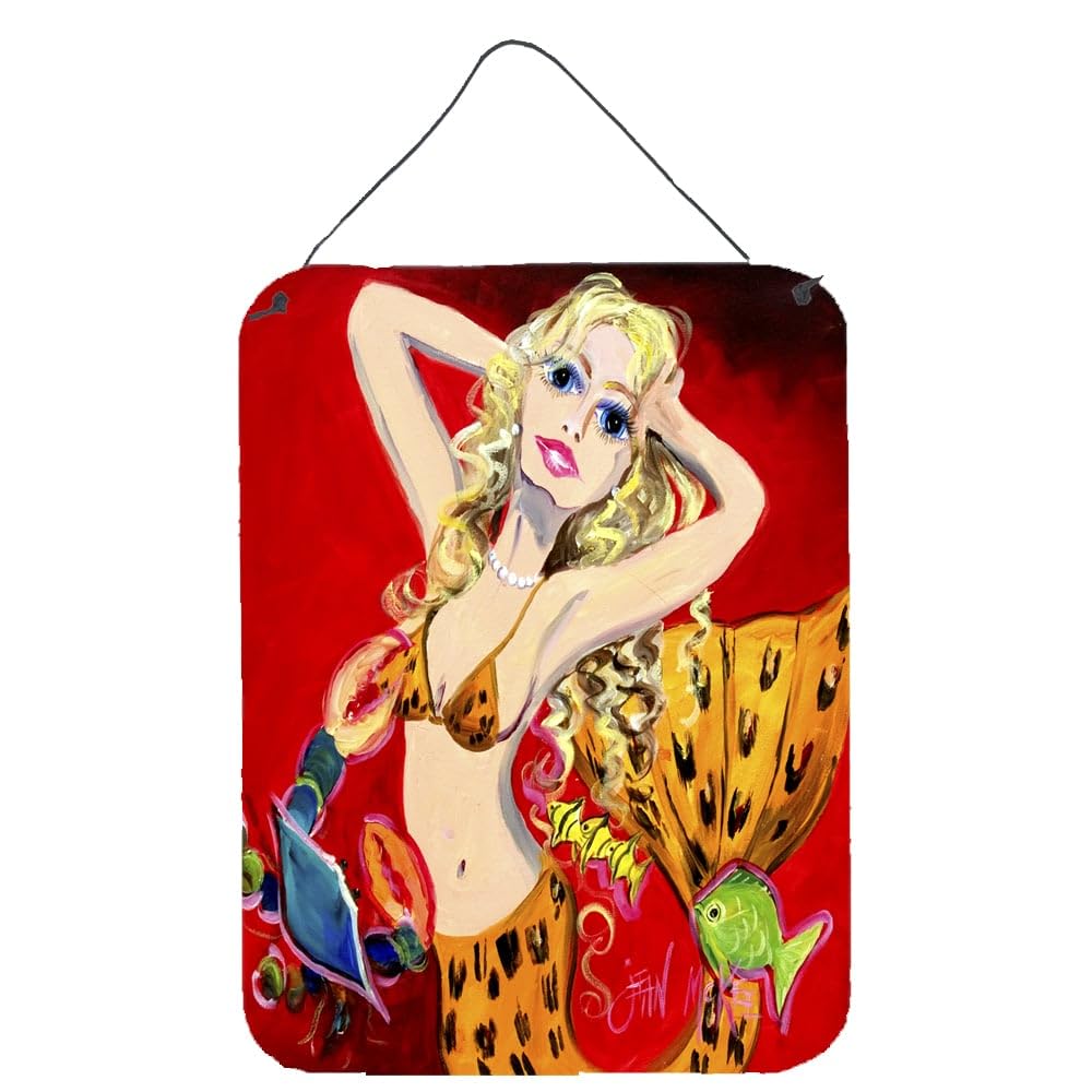 Red Mermaid Wall Art - 12x16 Aluminum Metal Sign for Kitchen, Bar, Bathroom & Front Door Decor | Caroline's Treasures JMK1181DS1216 | Vintage Coastal Home Decor for Beach Houses & Nautical Themed Rooms