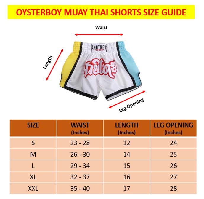 OYSTERBOY Premium Muay Thai Shorts for Men & Women - Breathable Kickboxing MMA BJJ Shorts for Boxing, Martial Arts Training, Fitness Workouts - Ideal for Gym, Competition & Muay Thai Practice