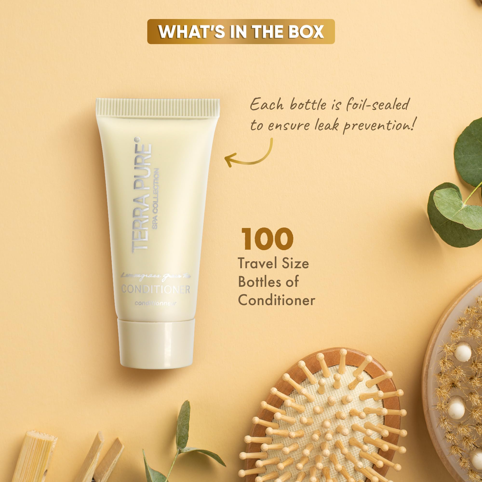 Luxury Travel-Size Shampoo and Conditioner Set - Terra Pure Spa Collection | 0.85 oz Tubes (Pack of 100) for Hotels, Gyms, Salons & Travel Essentials