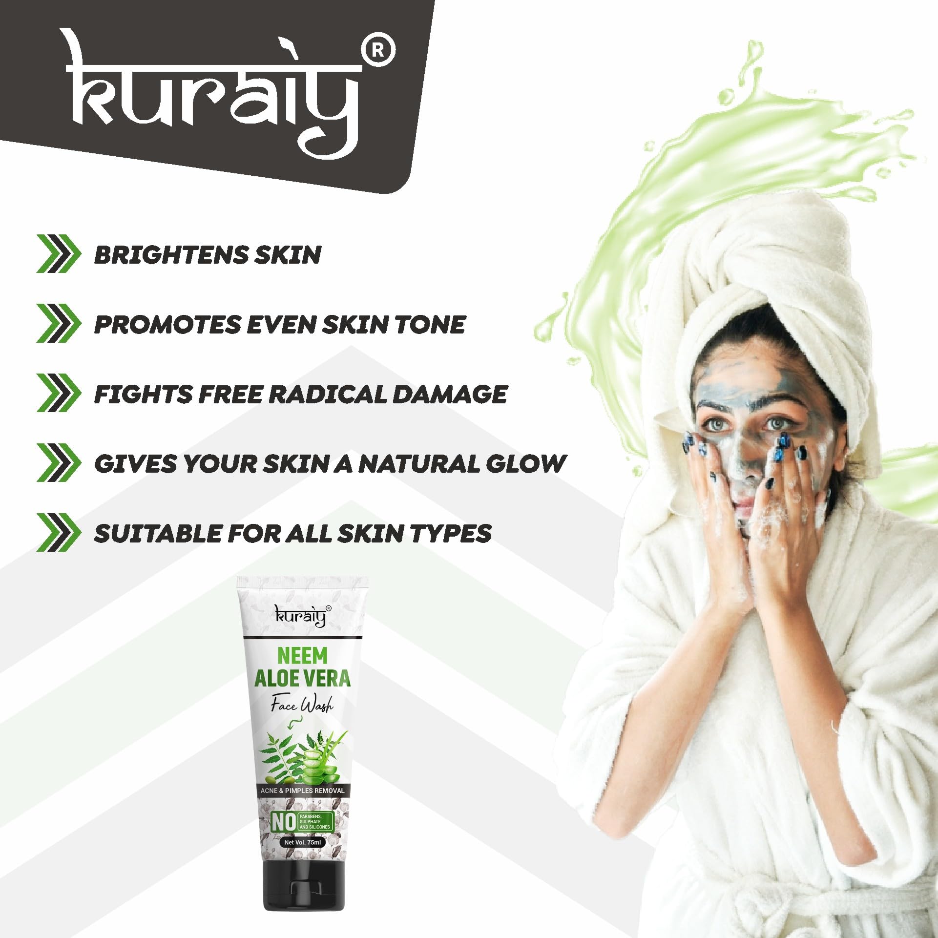 Best Active Neem Tulsi & Aloe Vera Face Wash for Acne-Prone Skin - 75ml | Gentle Cleanser for Oily & Sensitive Skin | Perfect for Daily Skincare Routine & Teenage Acne Treatment