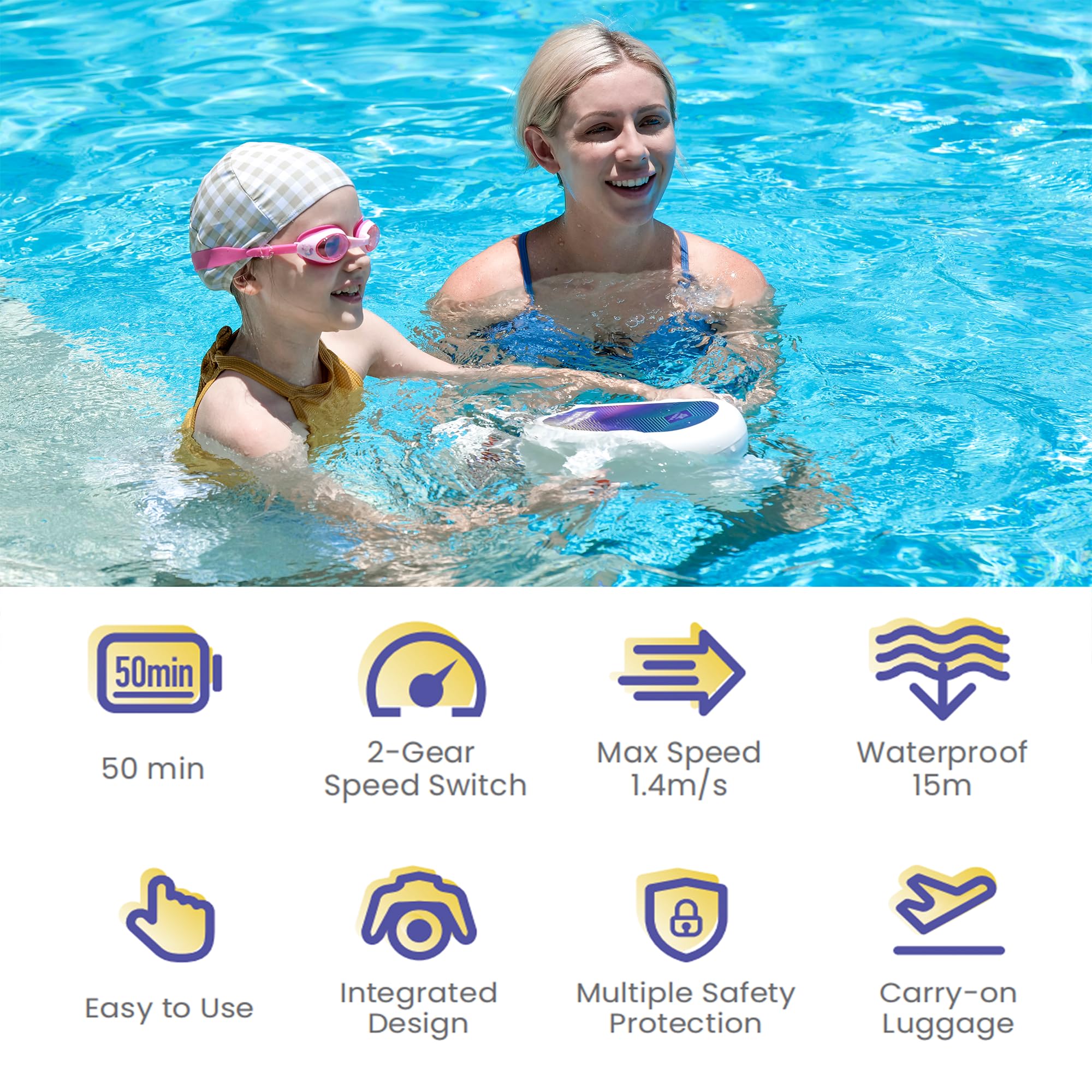 Best Underwater Scooter for Kids - 2 Speed Modes, 50 Min Runtime, 15M Waterproof - Perfect for Pool, Beach & Water Sports | Hagul