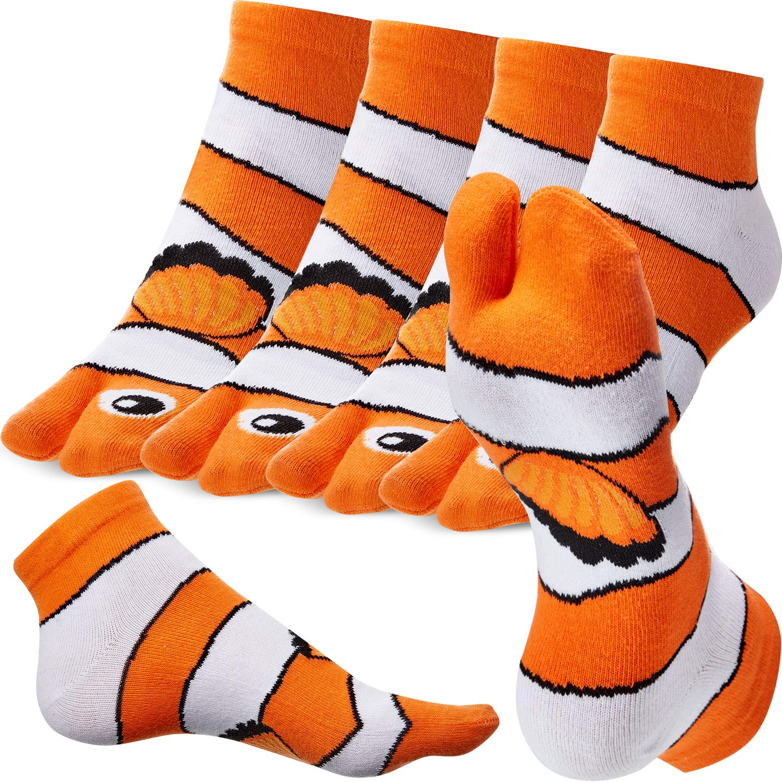 Geyoga 3 Pairs Clownfish Animal Socks - Colorful Funny Cotton Crew Socks for Men, Women & Teens - Unisex Novelty Socks for Casual Wear, Costume Parties & Gifts