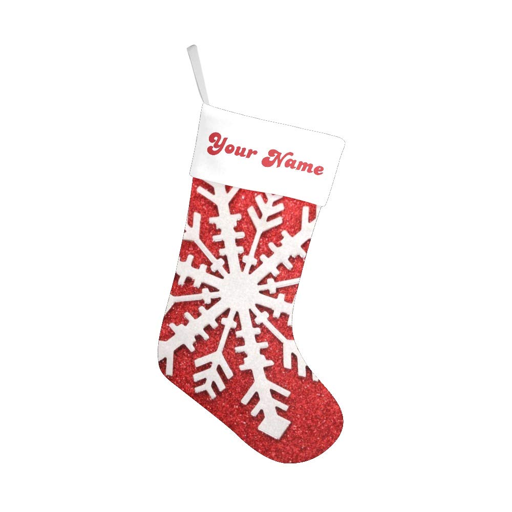Personalized Velvet Christmas Stockings with Name - 17.52 x 7.87 Inch Custom Holiday Decor for Xmas Tree, Fireplace & Gift Exchange - Snowflake & Merry Christmas Embroidery