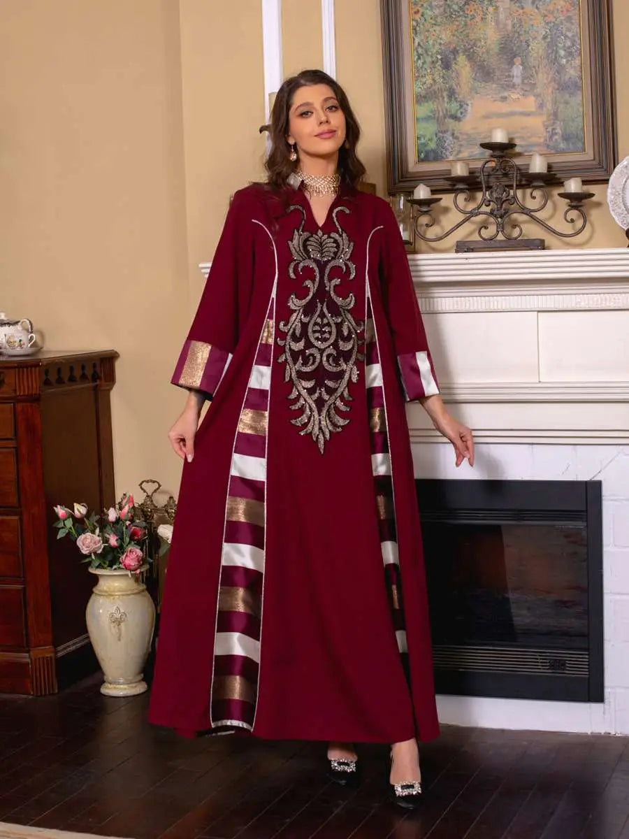 Elegant Eid Dress for Women - Sparkling Sequins & Embroidery Kaftan Caftan Outfit | Perfect for Eid Celebrations, Weddings & Special Occasions